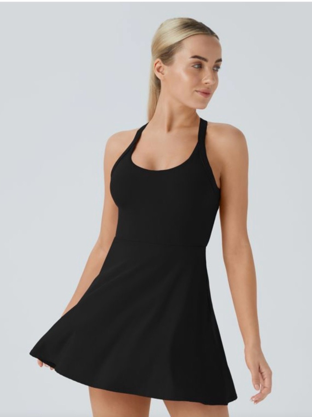 Halara backless twisted active dress with attached shorts
